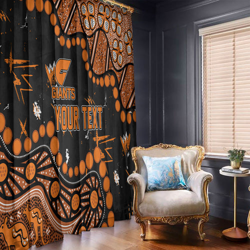 Personalized Greater Western Sydney Giants Window Curtain Aboriginal Pattern with Graffiti Style