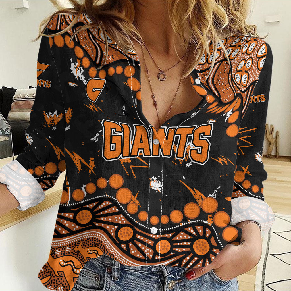 Personalized Greater Western Sydney Giants Women Casual Shirt Aboriginal Pattern with Graffiti Style
