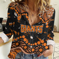 Personalized Greater Western Sydney Giants Women Casual Shirt Aboriginal Pattern with Graffiti Style