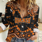 Personalized Greater Western Sydney Giants Women Casual Shirt Aboriginal Pattern with Graffiti Style