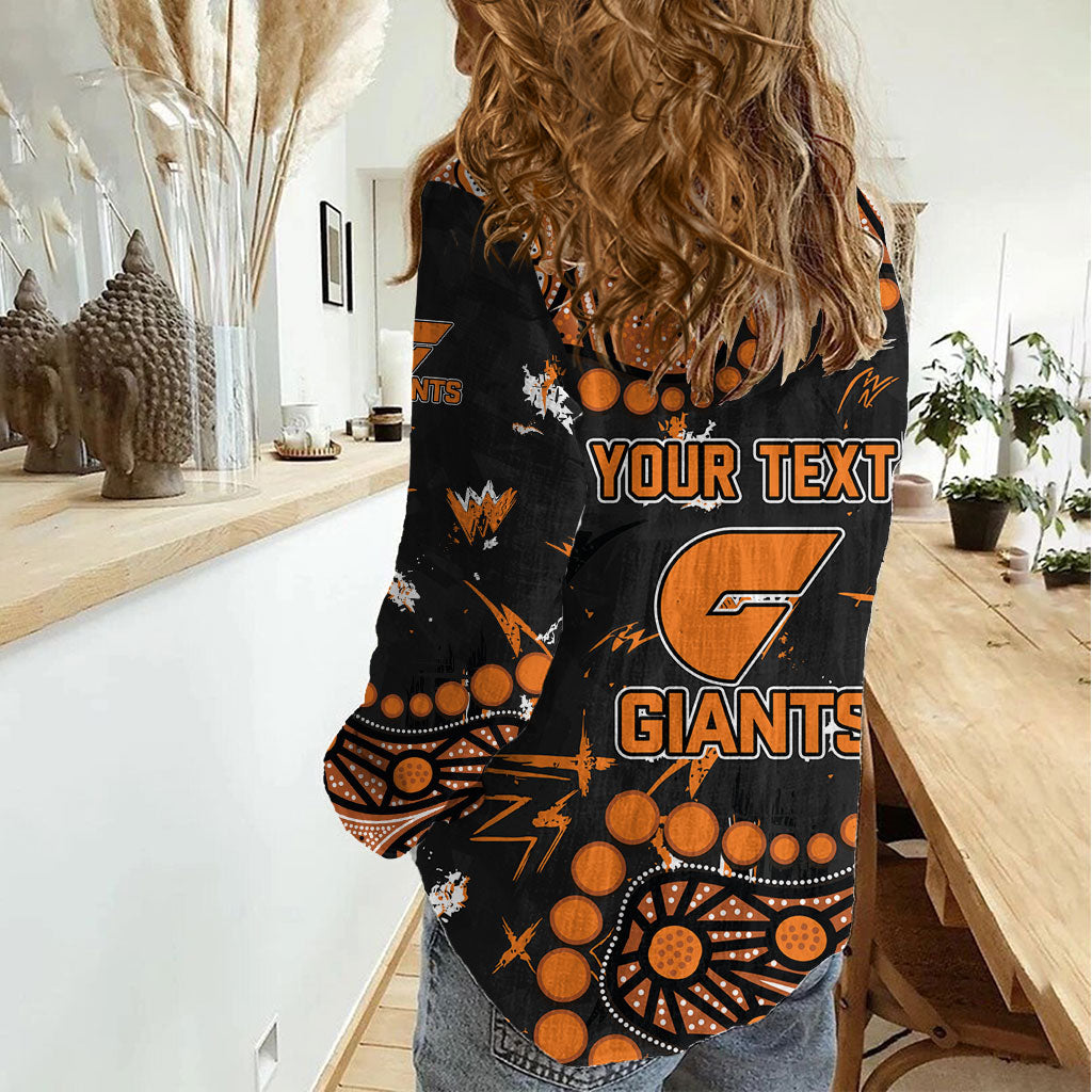 Personalized Greater Western Sydney Giants Women Casual Shirt Aboriginal Pattern with Graffiti Style