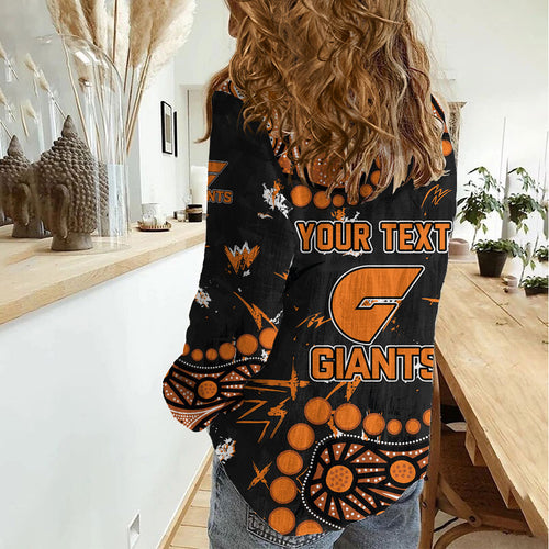 Personalized Greater Western Sydney Giants Women Casual Shirt Aboriginal Pattern with Graffiti Style