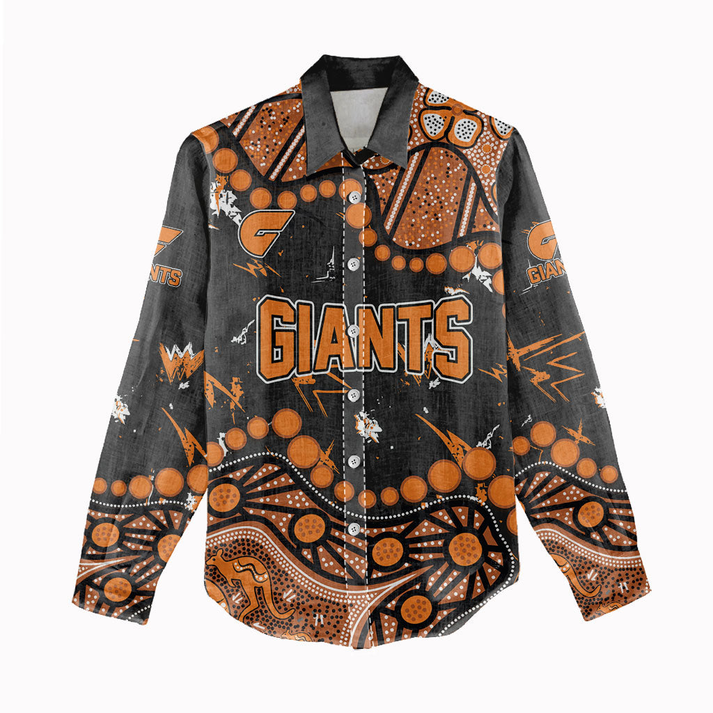 Personalized Greater Western Sydney Giants Women Casual Shirt Aboriginal Pattern with Graffiti Style