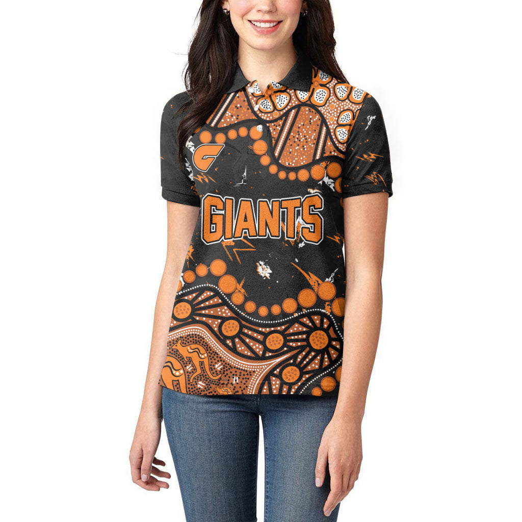 Personalized Greater Western Sydney Giants Women Polo Shirt Aboriginal Pattern with Graffiti Style