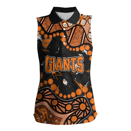 Personalized Greater Western Sydney Giants Women Sleeveless Polo Shirt Aboriginal Pattern with Graffiti Style