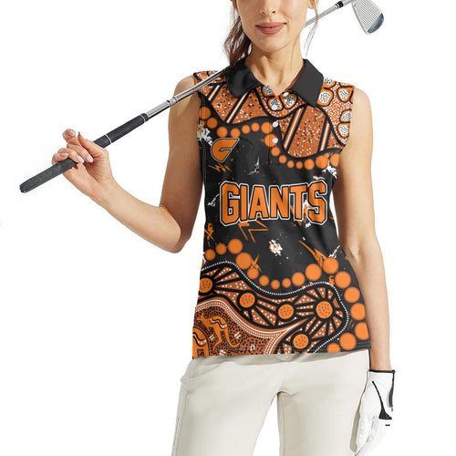 Personalized Greater Western Sydney Giants Women Sleeveless Polo Shirt Aboriginal Pattern with Graffiti Style