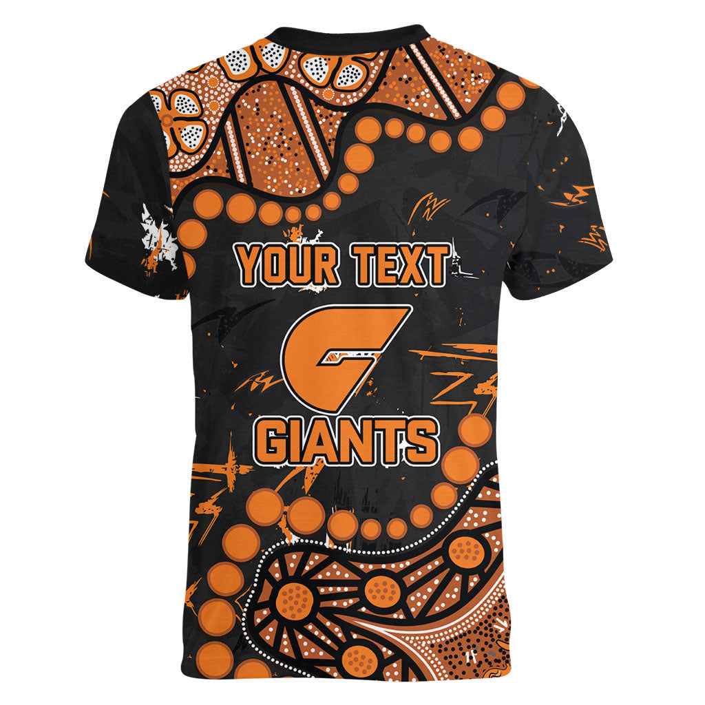 Personalized Greater Western Sydney Giants Women V-Neck T-Shirt Aboriginal Pattern with Graffiti Style