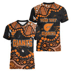 Personalized Greater Western Sydney Giants Women V-Neck T-Shirt Aboriginal Pattern with Graffiti Style