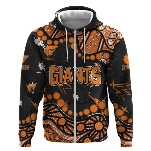 Personalized Greater Western Sydney Giants Zip Hoodie Aboriginal Pattern with Graffiti Style