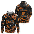 Personalized Greater Western Sydney Giants Zip Hoodie Aboriginal Pattern with Graffiti Style