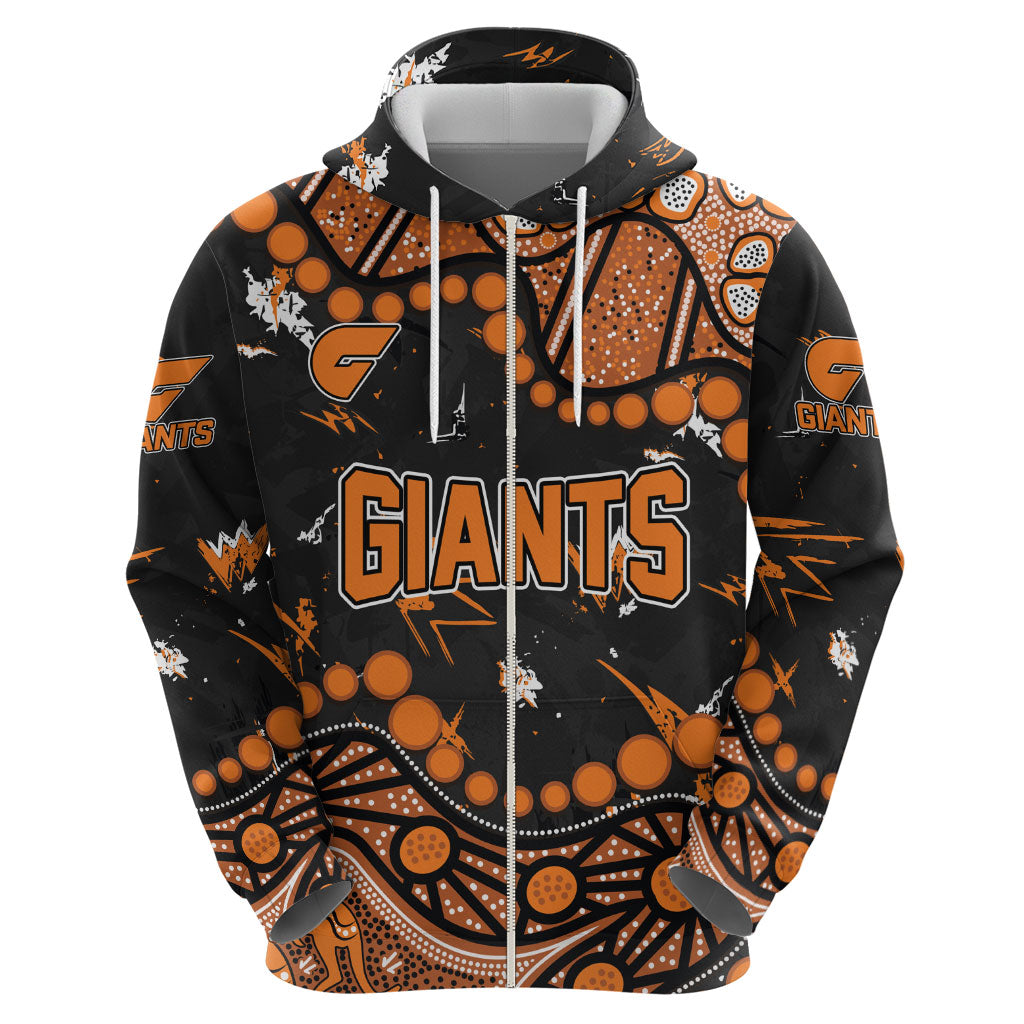 Personalized Greater Western Sydney Giants Zip Hoodie Aboriginal Pattern with Graffiti Style
