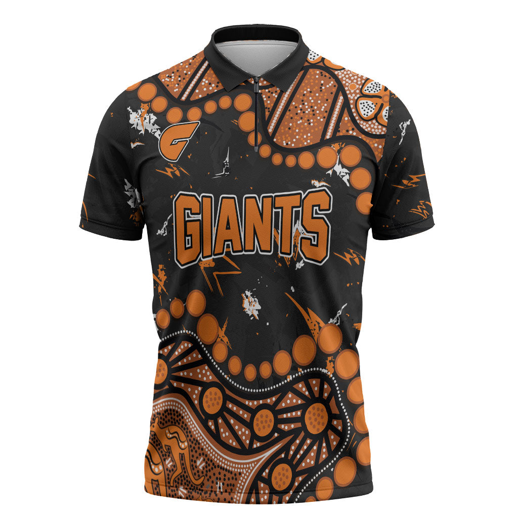 Personalized Greater Western Sydney Giants Zipper Polo Shirt Aboriginal Pattern with Graffiti Style