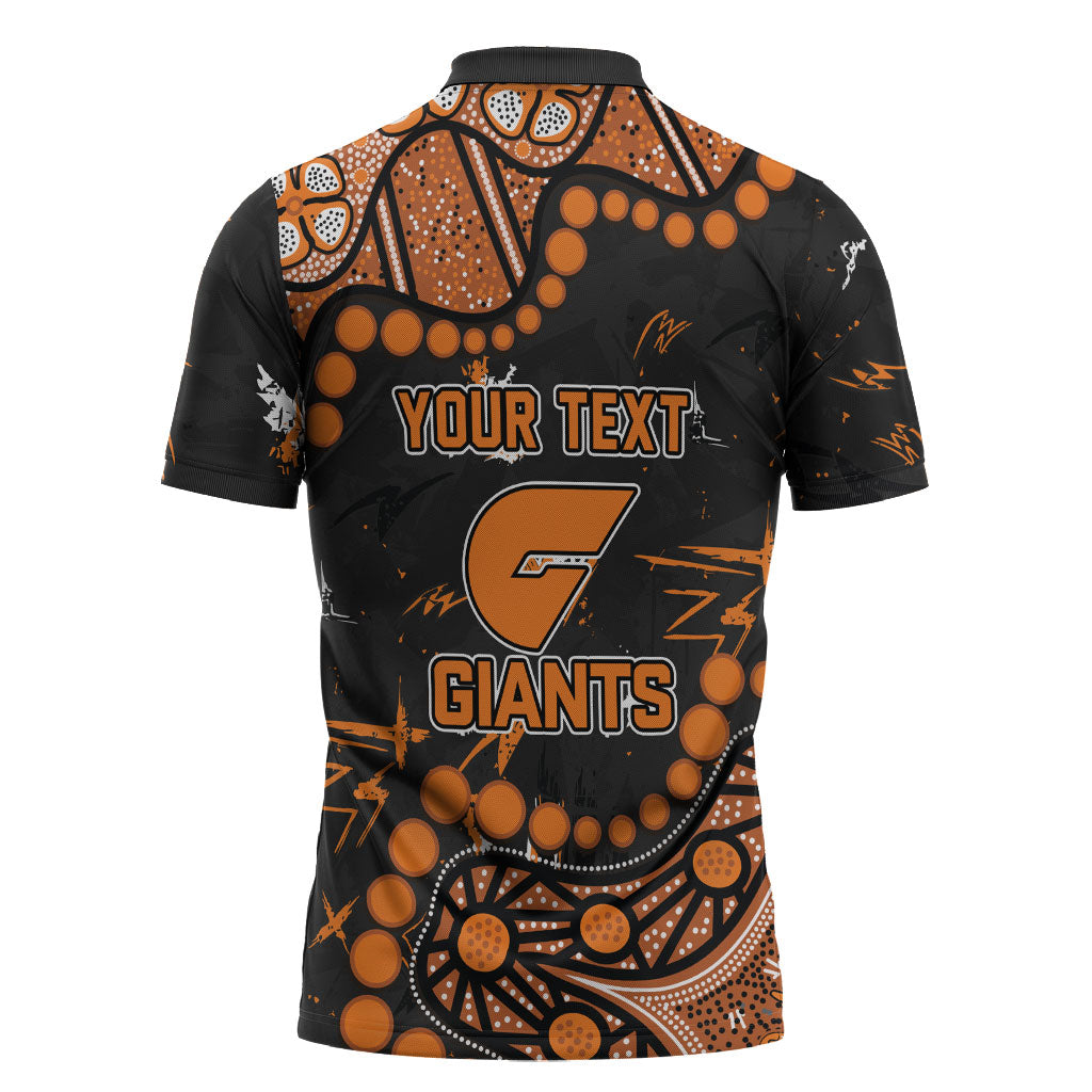 Personalized Greater Western Sydney Giants Zipper Polo Shirt Aboriginal Pattern with Graffiti Style