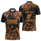 Personalized Greater Western Sydney Giants Zipper Polo Shirt Aboriginal Pattern with Graffiti Style