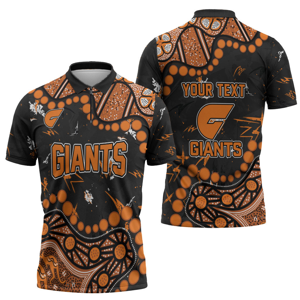 Personalized Greater Western Sydney Giants Zipper Polo Shirt Aboriginal Pattern with Graffiti Style