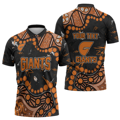 Personalized Greater Western Sydney Giants Zipper Polo Shirt Aboriginal Pattern with Graffiti Style