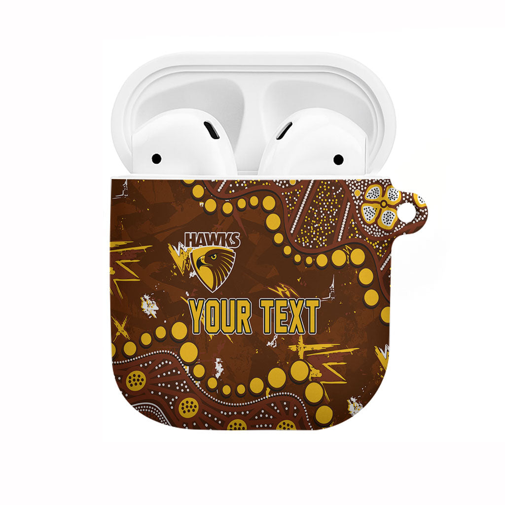 Personalized Hawthorn Hawks AirPods Case Aboriginal Pattern with Graffiti Style