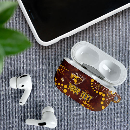 Personalized Hawthorn Hawks AirPods Case Aboriginal Pattern with Graffiti Style