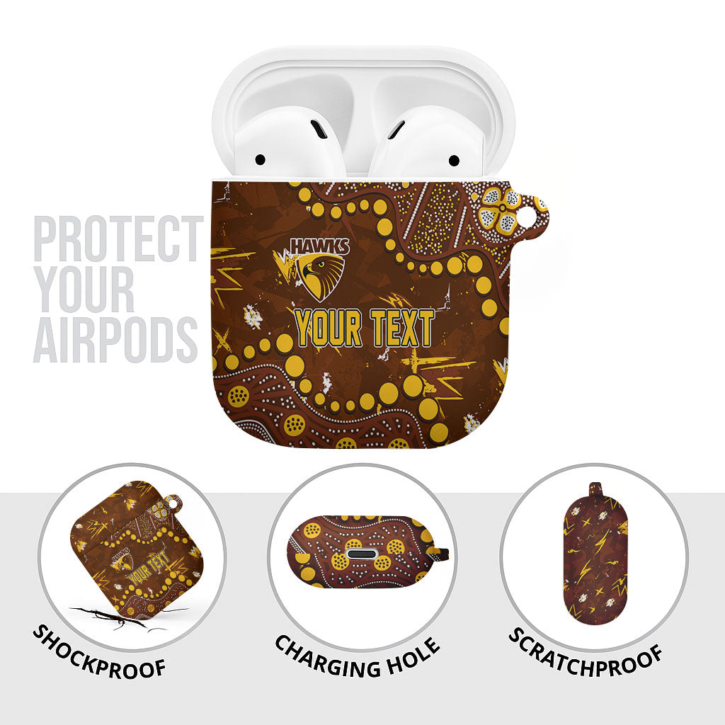 Personalized Hawthorn Hawks AirPods Case Aboriginal Pattern with Graffiti Style