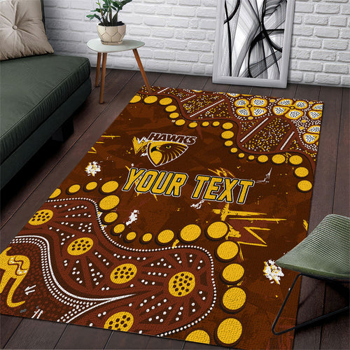 Personalized Hawthorn Hawks Area Rug Aboriginal Pattern with Graffiti Style