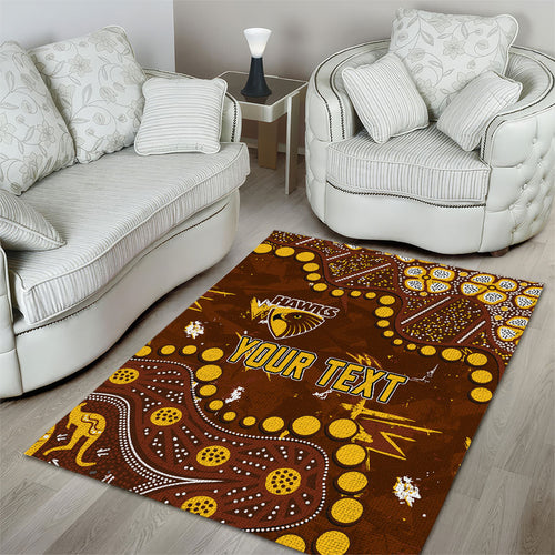 Personalized Hawthorn Hawks Area Rug Aboriginal Pattern with Graffiti Style