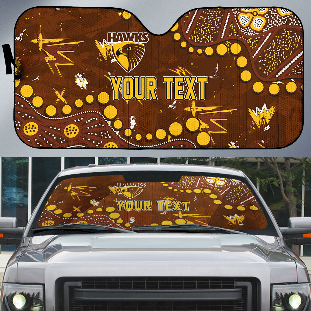 Personalized Hawthorn Hawks Auto Sun Shade Aboriginal Pattern with Graffiti Style