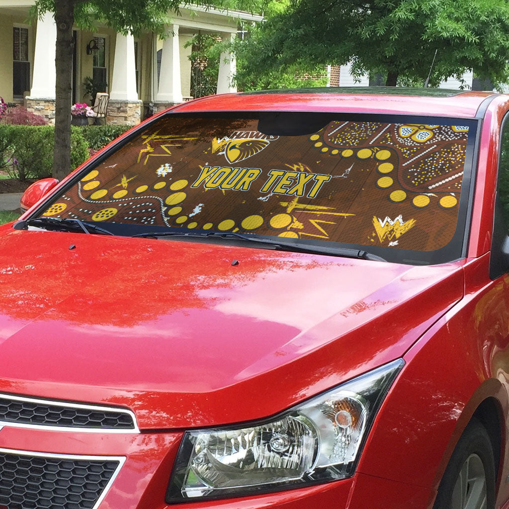 Personalized Hawthorn Hawks Auto Sun Shade Aboriginal Pattern with Graffiti Style