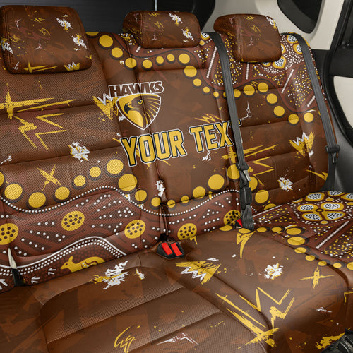 Personalized Hawthorn Hawks Back Car Seat Cover Aboriginal Pattern with Graffiti Style