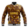Personalized Hawthorn Hawks Baseball Jacket Aboriginal Pattern with Graffiti Style