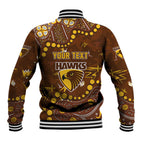 Personalized Hawthorn Hawks Baseball Jacket Aboriginal Pattern with Graffiti Style