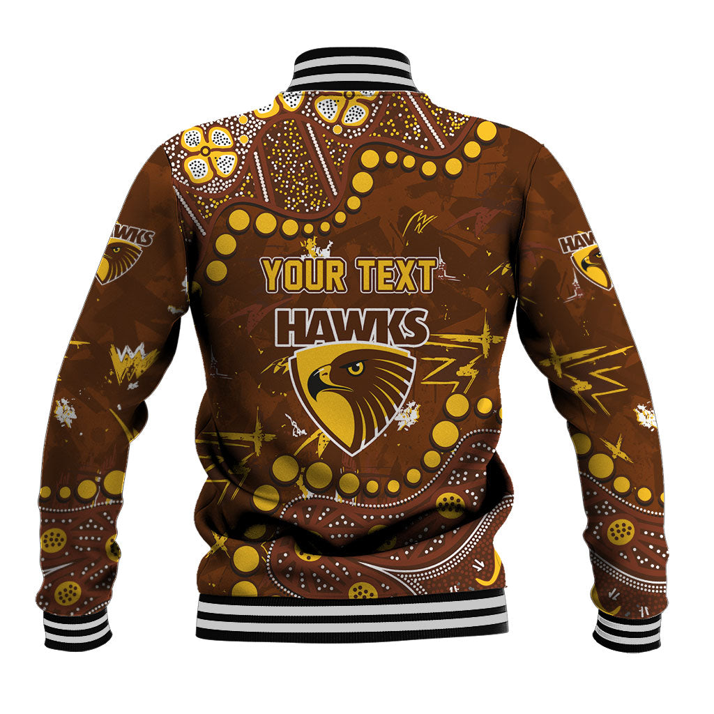 Personalized Hawthorn Hawks Baseball Jacket Aboriginal Pattern with Graffiti Style