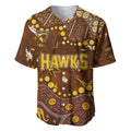 Personalized Hawthorn Hawks Baseball Jersey Aboriginal Pattern with Graffiti Style