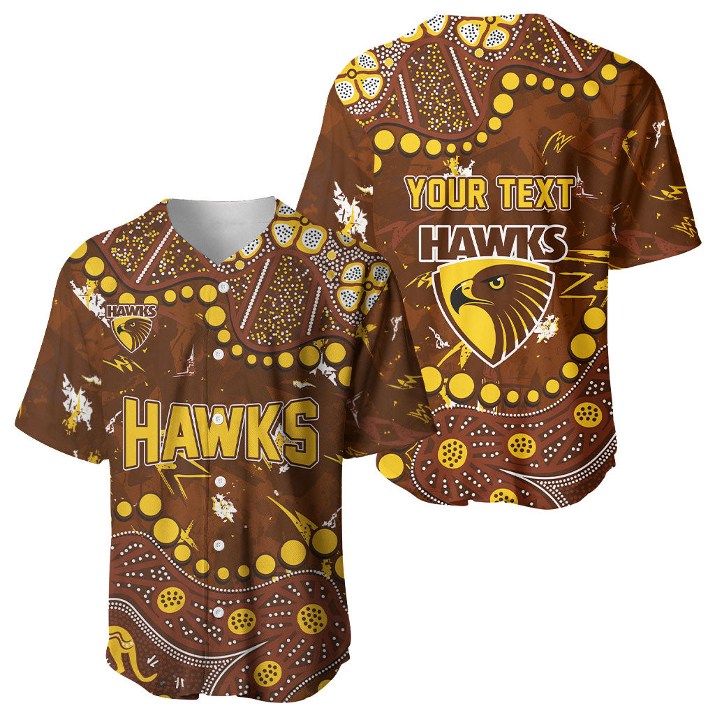 Personalized Hawthorn Hawks Baseball Jersey Aboriginal Pattern with Graffiti Style