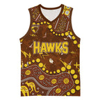 Personalized Hawthorn Hawks Basketball Jersey Aboriginal Pattern with Graffiti Style