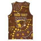 Personalized Hawthorn Hawks Basketball Jersey Aboriginal Pattern with Graffiti Style