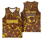 Personalized Hawthorn Hawks Basketball Jersey Aboriginal Pattern with Graffiti Style