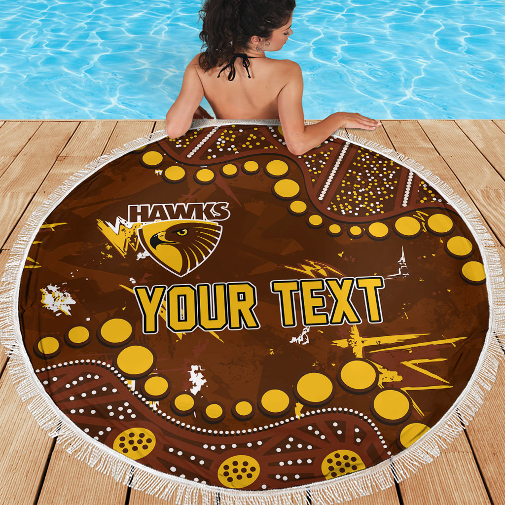 Personalized Hawthorn Hawks Beach Blanket Aboriginal Pattern with Graffiti Style