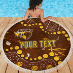 Personalized Hawthorn Hawks Beach Blanket Aboriginal Pattern with Graffiti Style