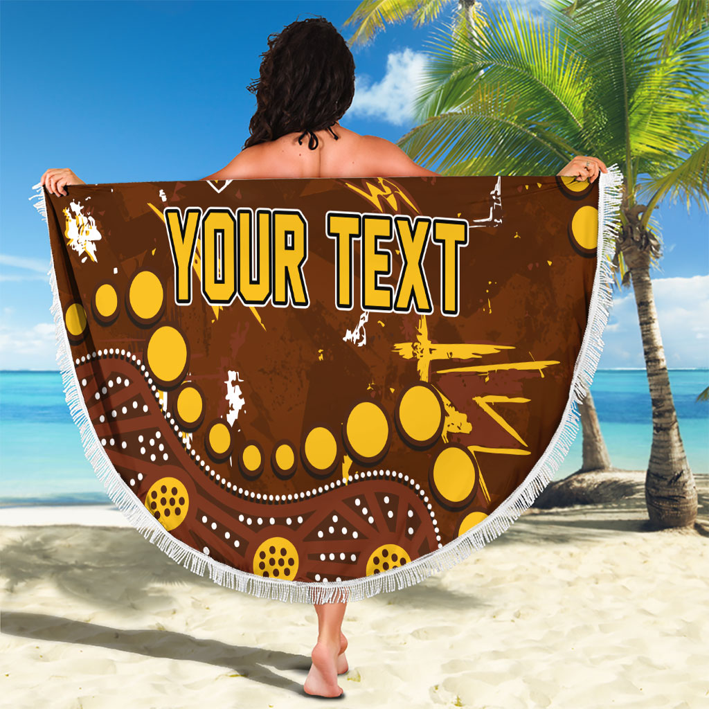 Personalized Hawthorn Hawks Beach Blanket Aboriginal Pattern with Graffiti Style