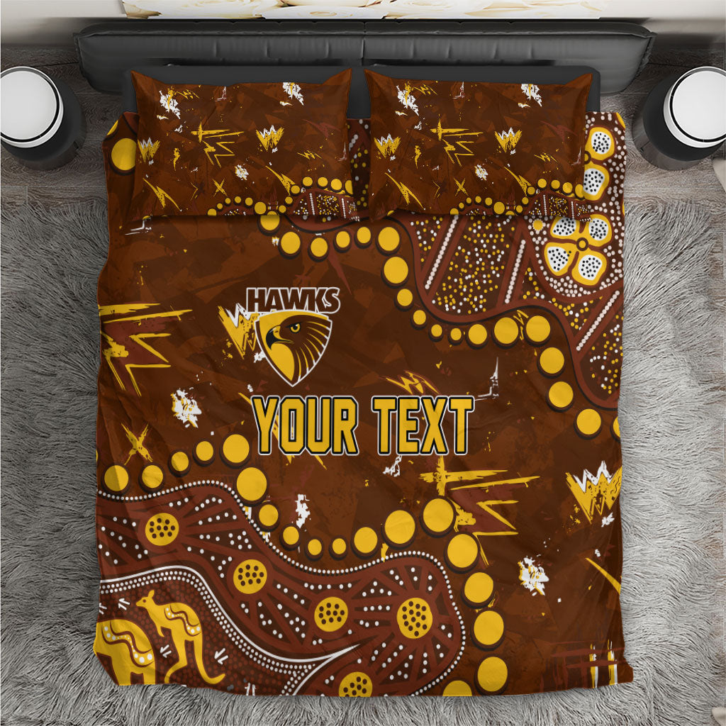 Personalized Hawthorn Hawks Bedding Set Aboriginal Pattern with Graffiti Style