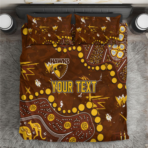 Personalized Hawthorn Hawks Bedding Set Aboriginal Pattern with Graffiti Style