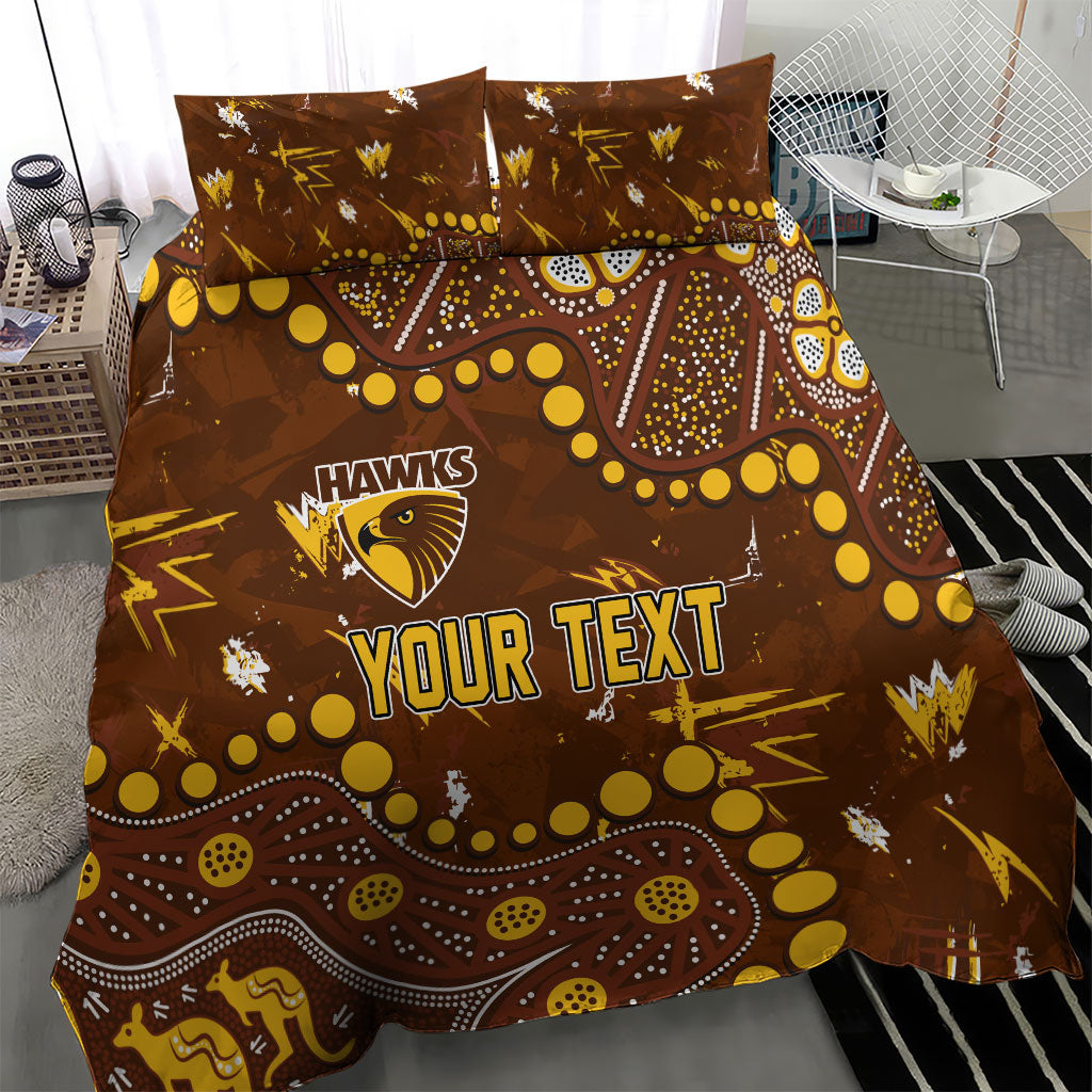 Personalized Hawthorn Hawks Bedding Set Aboriginal Pattern with Graffiti Style