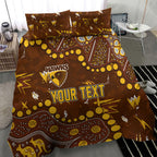 Personalized Hawthorn Hawks Bedding Set Aboriginal Pattern with Graffiti Style