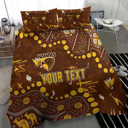 Personalized Hawthorn Hawks Bedding Set Aboriginal Pattern with Graffiti Style