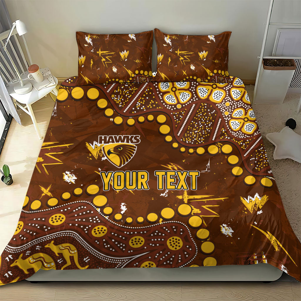 Personalized Hawthorn Hawks Bedding Set Aboriginal Pattern with Graffiti Style