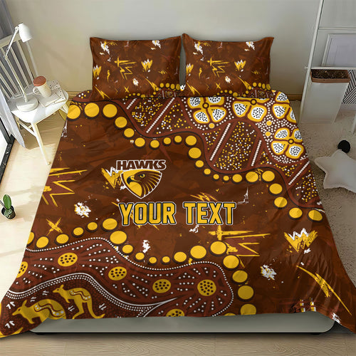 Personalized Hawthorn Hawks Bedding Set Aboriginal Pattern with Graffiti Style