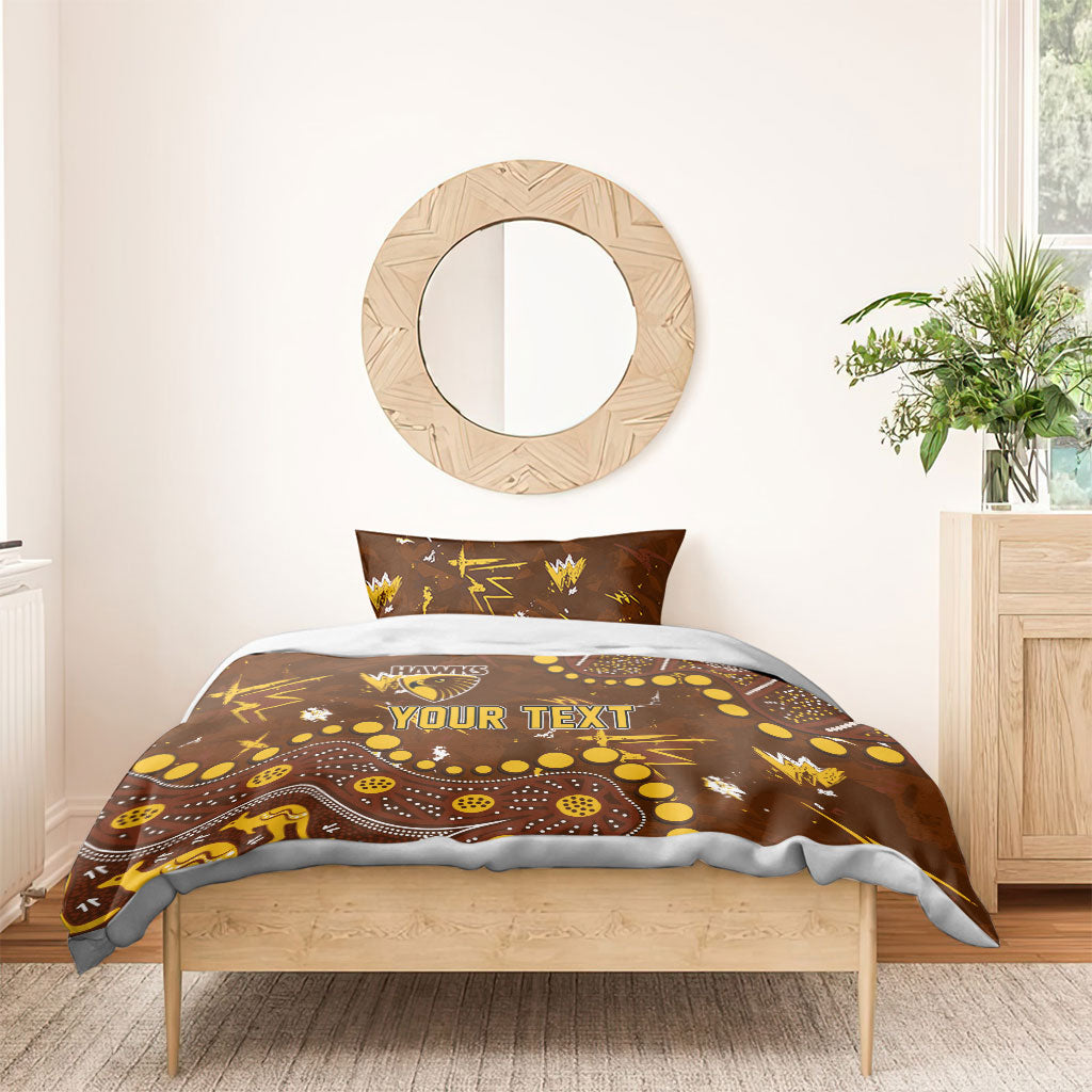 Personalized Hawthorn Hawks Bedding Set Aboriginal Pattern with Graffiti Style