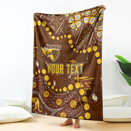Personalized Hawthorn Hawks Blanket Aboriginal Pattern with Graffiti Style