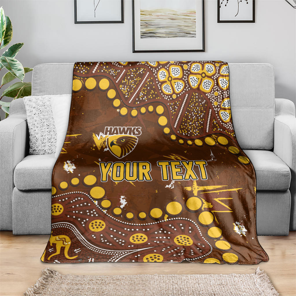 Personalized Hawthorn Hawks Blanket Aboriginal Pattern with Graffiti Style