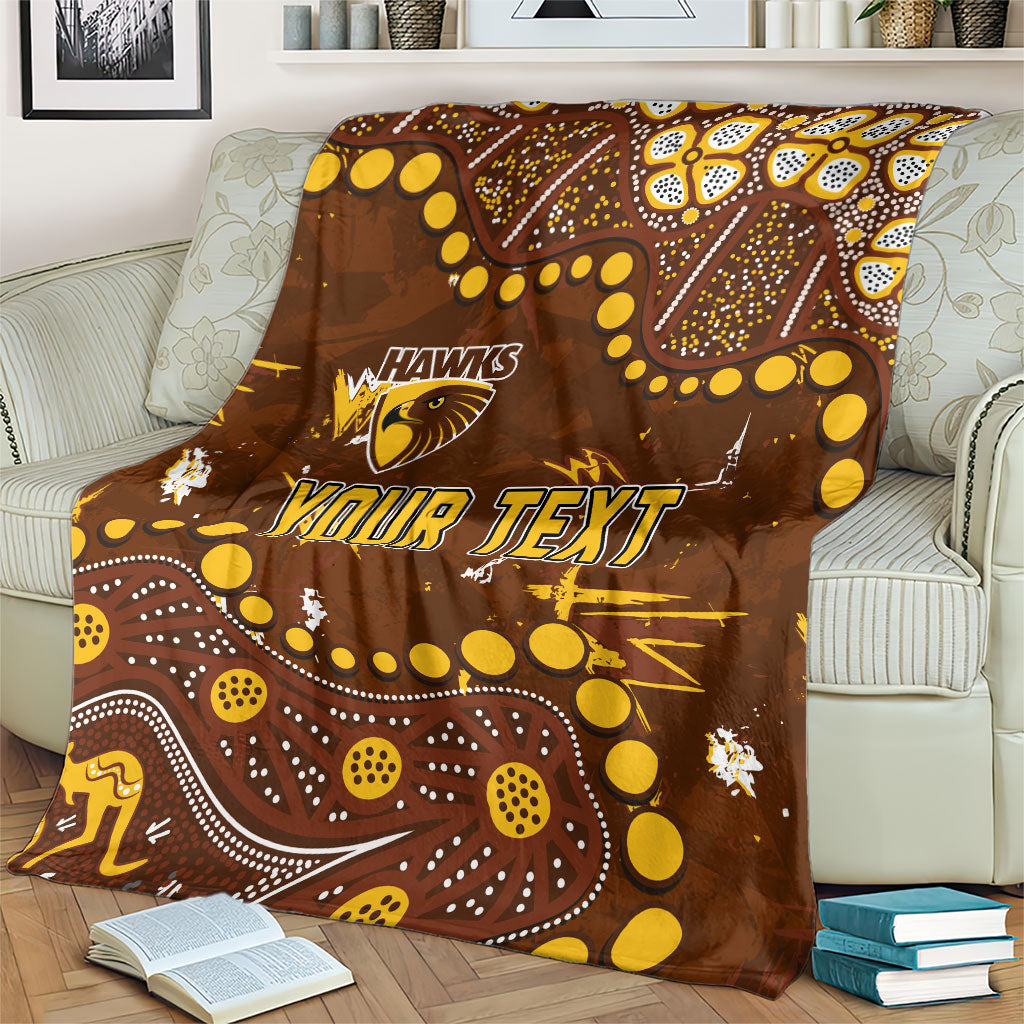 Personalized Hawthorn Hawks Blanket Aboriginal Pattern with Graffiti Style